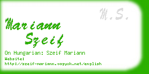 mariann szeif business card